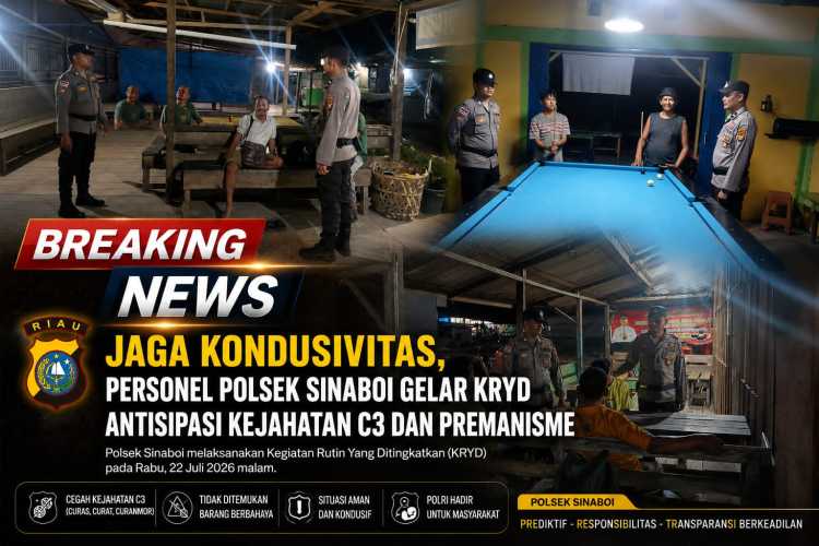 Jaga Kondusivitas, Personel Polsek Sinaboi Gelar KRYD Antisipasi Kejahatan C3 dan Premanisme