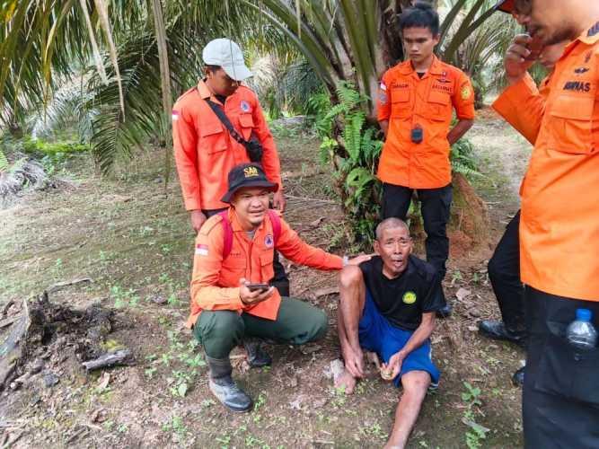Alhamdulillah! Kakek 83 Tahun yang Hilang di Kebun Sawit Rohul Ditemukan Selamat