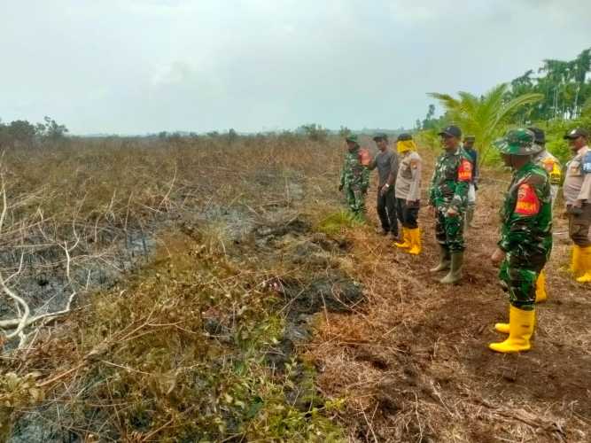 Babinsa Lakukan Mobilisasi Tinjau  Lahan Rawan Karhutlah