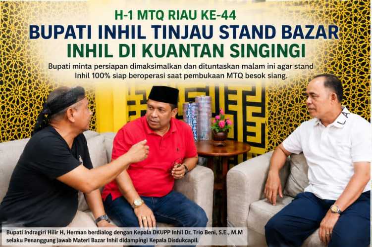 H-1 MTQ Riau Ke-44, Bupati Inhil Tinjau Stand Bazar Inhil di Kuantan Singingi dan Minta Persiapan Dimaksimalkan