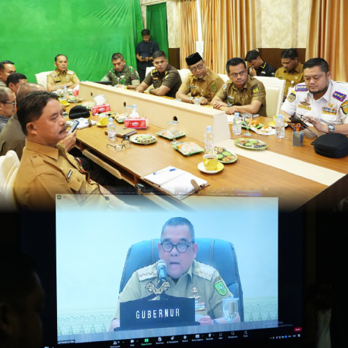 Dalam Rapat Secara Virtual dengan Gubernur Riau, Pj. Bupati Sampaikan Kondisi Terkini Wilayahnya