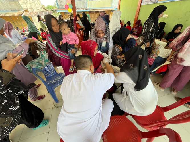 Puskesmas Simpang Gaung Gelar Pencanangan Serentak PIN Polio DI Beberapa Titik Lokasi