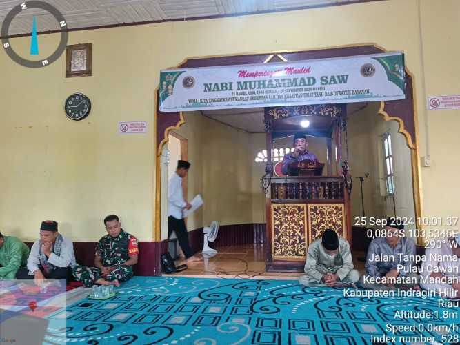 Babinsa Pulau Cawan Bersama Masyarakat Peringati Maulid Nabi Muhammad Saw