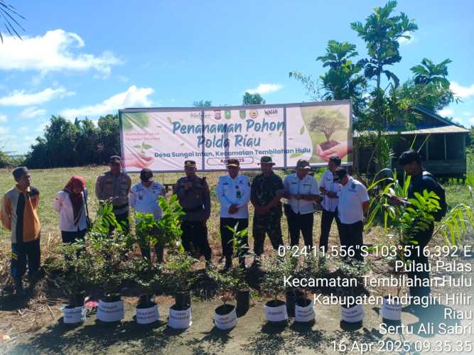 Danramil Tembilahan Diwakili Sertu Suherman Hadiri Penanaman Pohon Polda Riau di Tembilahan Hulu