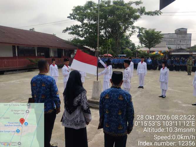 Gelar Upacara HSP Ke-98 di Sungai Luar, Camat Batang Tuaka Tegaskan Peran Penting Pemuda Masa Kini