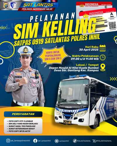 Jangan Lupa Masyarakat Kempas, Esok Hari Satlantas Polres Inhil Akan Gelar Layanan SIM Keliling