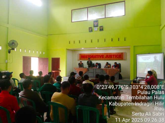 Danramil Tembilahan Pembuka Musyawarah dan Sosialisasi Optimalisasi Lahan Digelar di Desa Pulau Palas