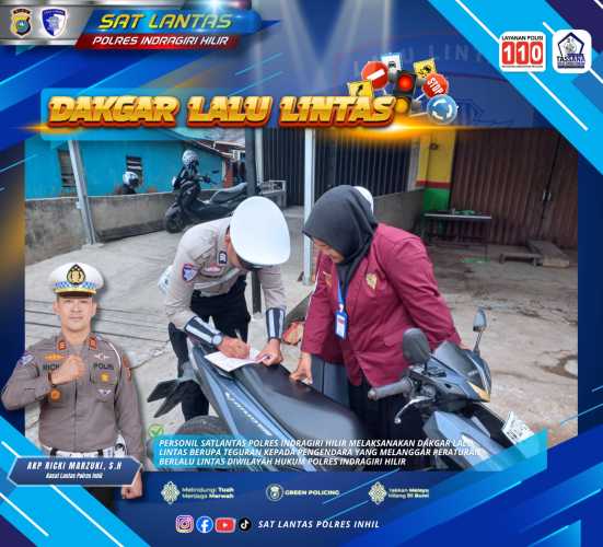 Satlantas Polres Inhil Intensifkan Teguran Pelanggaran Lalu Lintas Jelang Operasi Ketupat