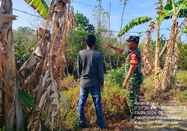 Babinsa Keramat Jaya Lakukan Survei Tapal Batas Wilayah Desa untuk Cegah Sengketa Lahan