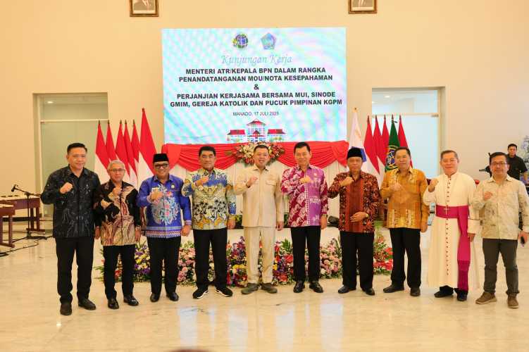 Saksikan MoU Antara Kanwil BPN Provinsi Sulut dengan Lembaga Keagamaan, Menteri Nusron Tekankan Implementasi yang Cepat dan Konkret