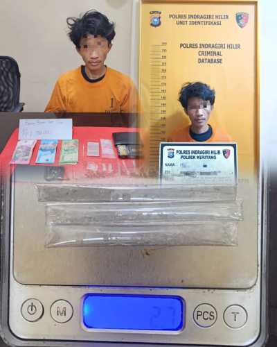 Polres Indragiri Hilir Amankan Barang Bukti Shabu Seberat 2,7 Gram