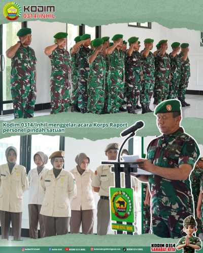 Kasdim Inhil Pimpin Upacara  Korps Raport Personel Pindah Satuan