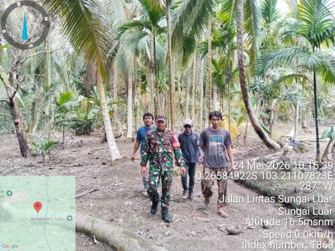 Babinsa Sungai Luar Gerak Adaptasi Lapangan Atasi Masalah Tapal Batas