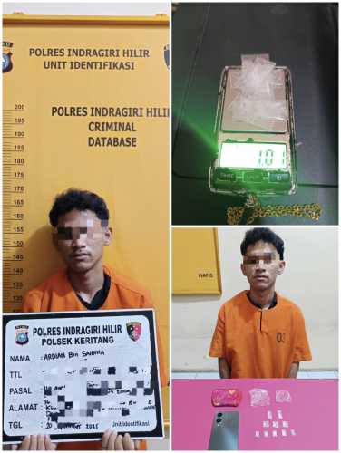 Polsek Keritang Tangkap Pelaku Pengedar Shabu di Desa Teluk Kelasa, Amankan Barang Bukti 1,01 Gram