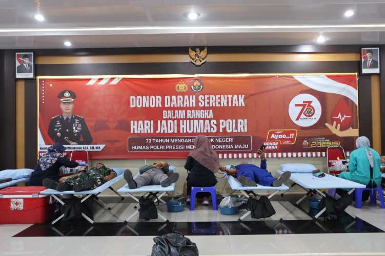 Polresta Cilacap Gelar Donor Darah Serentak, Peringati Hari Jadi Humas Polri ke-73