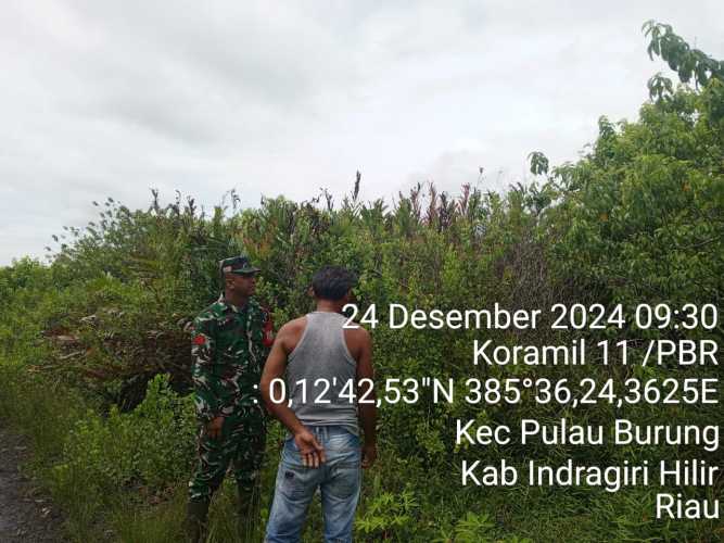 Babinsa Koramil 11/PBR Patroli Wilayah, Cegah Karhutla di Desa Manunggal Jaya