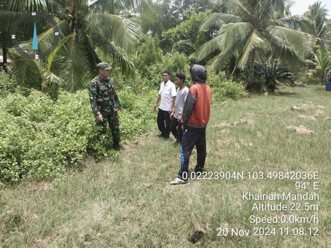 Babinsa Bente Lakukan Koordinasi Patroli Karhutlah