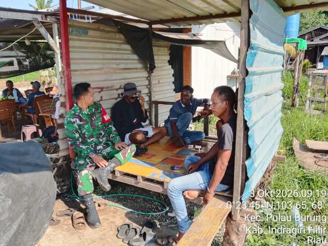 Babinsa Pulau Burung Laksanakan Pendinginan Situasi Kamtibmas