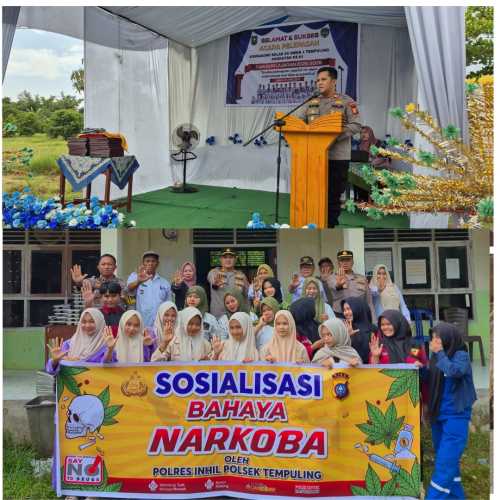 Polsek Tempuling Hadiri Pagelaran dan Pelepasan Siswa SMK Negeri 1 Tempuling, Sekaligus Sosialisasikan Bahaya Narkoba