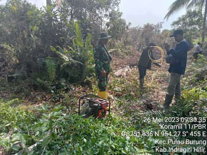 Sertu Wisnu Lakukan  Pemadaman Karhutlah