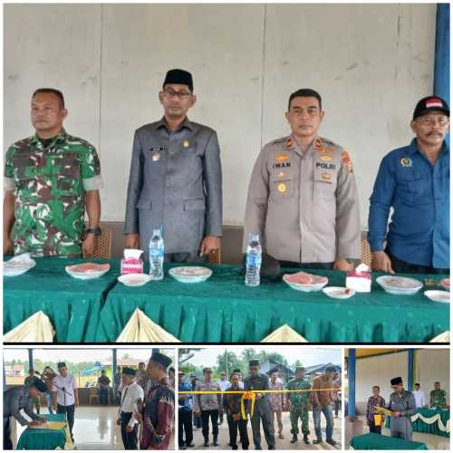 Penguatan Pemerintahan Desa, Camat Pelangiran Lantik PAW BPD dan Resmikan Kantor Desa Baung Rejo