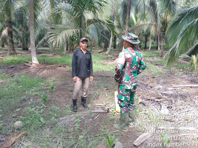 Babinsa Koramil 12/Batang Tuaka Laksanakan Sosialisasi dan Penentuan Tapal Batas di Kelurahan Sungai Piring