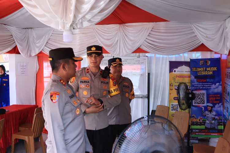 Kapolres Indragiri Hilir AKBP Farouk Oktora S.H, S.I.K, bersama Pejabat Utama Polres Inhil Cek Pos Pengamanan dan Pelayanan Idul Fitri 1447 H 2026