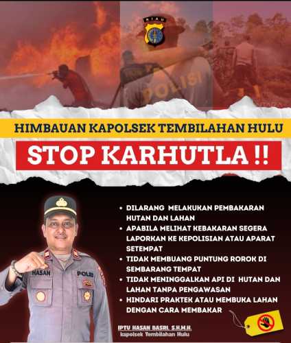 Kapolsek Tembilahan Hulu Ingatkan Masyarakat untuk Stop Kebakaran Hutan dan Lahan