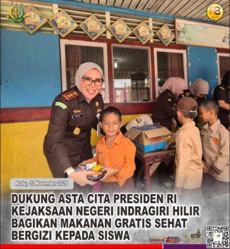 Dukung Program Asta Cita Presiden Republik Indonesia, Kejari Inhil Salurkan MBG Untuk Siswa Siswi Sekolah Dasar