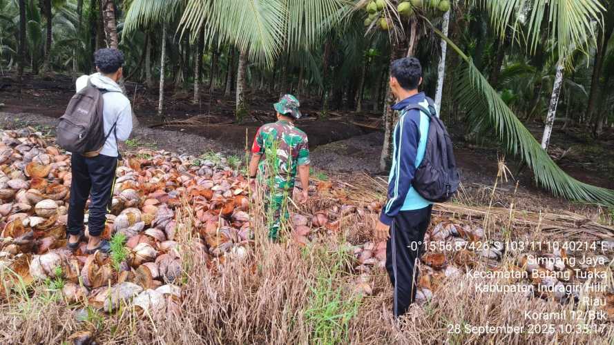 Babinsa Koramil 12/Batang Tuaka Sosialisasi Tapal Batas untuk Cegah Konflik Agraria di Desa Simpang Jaya