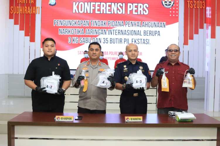 Polres Inhil Ungkap Jaringan Narkotika Internasional, Amankan Shabu Hampir 3 Kg dan Puluhan Ekstasi