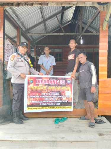 Polsek Kuindra Sosialisasikan Larangan Pembakaran Lahan di Desa Perigi Raja