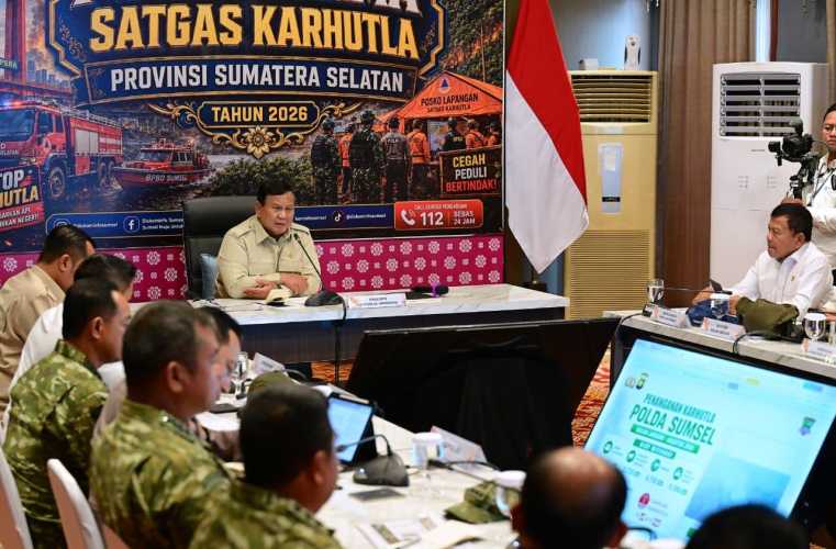 Presiden Prabowo Pantau Penanganan Karhutla Jambi-Lampung, Apresiasi Kerja Keras Petugas di Lapangan