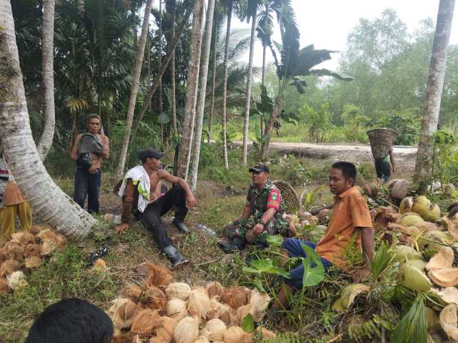 Babinsa Sungai Intan Menjaga Keselamatan Kerja Buruh Tani Lewat Konseling Adaptif di Bulan Ramadhan