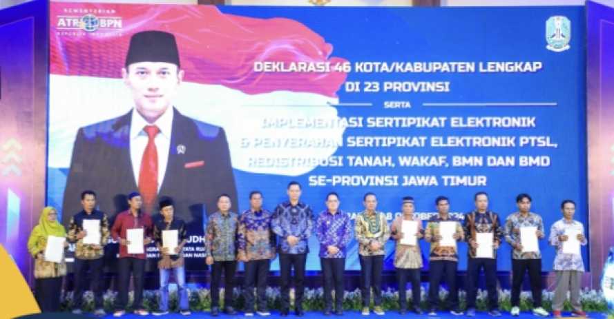 Menteri AHY Luncurkan Implementasi Sertipikat Tanah Elektronik se-Jawa Timur, Harapkan Layanan Pertanahan Semakin Responsif, Adaptif, dan Melayani