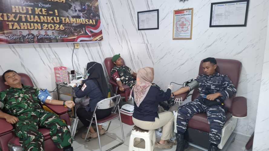 Peringati HUT ke-1 Kodam XIX/Tuanku Tambusai, Kodim 0314/Inhil Gelar Aksi Donor Darah Kemanusiaan