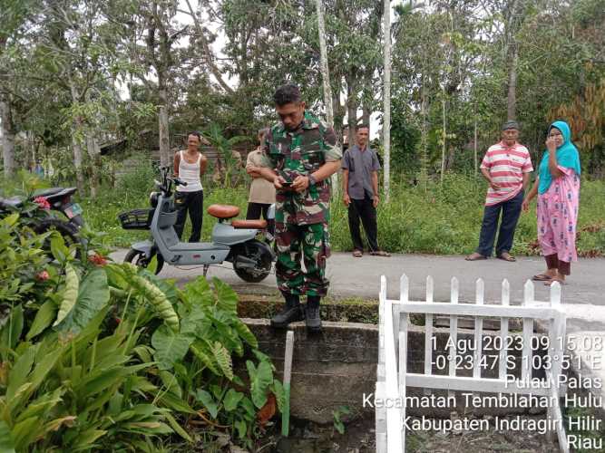 Babinsa Pulau Palas Ukur Hibah Pos Ramil Bersama BPN