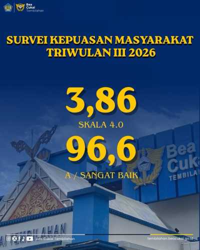 Bea Cukai Tembilahan Raih Predikat Sangat Baik dalam Survei Kepuasan Masyarakat Triwulan III 2026