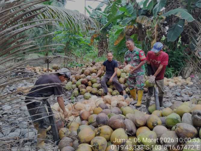 Babinsa Sungai Dusun Gelar Komsos Bersama Petani, Ingatkan Keselamatan Kerja dan Bahaya Judi Online
