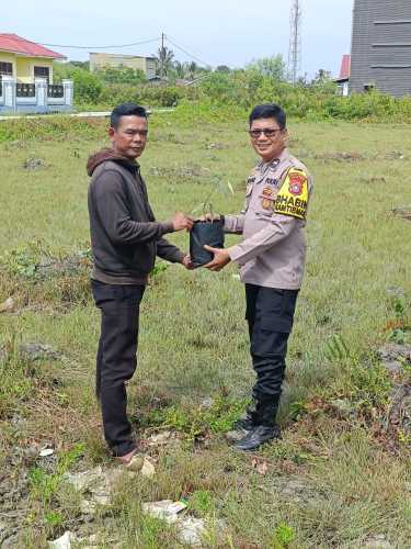 Dukung Kelestarian Lingkungan, Polsek Sinaboi Sosialisasikan Program Green Policing dan Tanam Pohon Trembesi