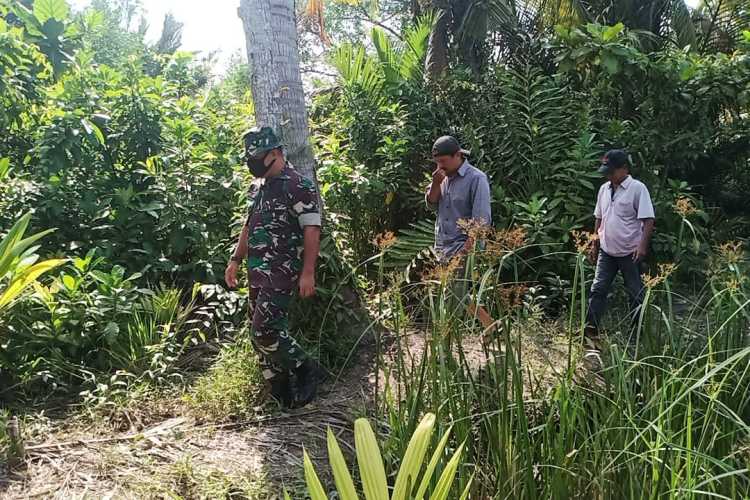 Babinsa Tembilahan Hilir Perkuat Pengamanan Simpul Tapal Batas Wilayah