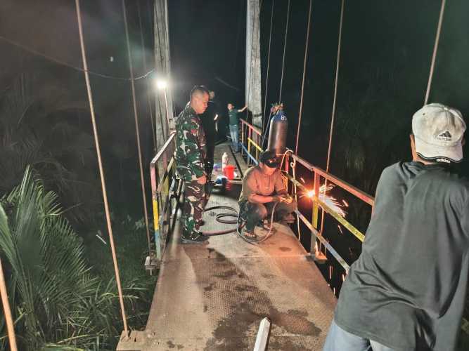 Kodim 0208/Asahan Rampungkan Rehab Jembatan Gantung Desa Jati Mulia, Mobilitas Warga Kini Lancar dan Penuh Kebahagiaan
