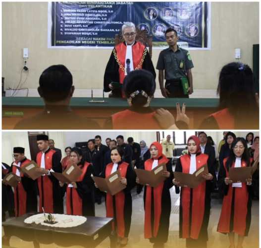 Ketua PN Tembilahan  Aurora Quantina Resmi Melantik Tujuh Hakim Pratama Angkatan IX