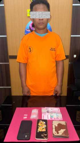 Polsek Pujud Polres Rohil Berhasil Amankan Pria yang Diduga Sering Bertransaksi Sabu di Simpang Lombok