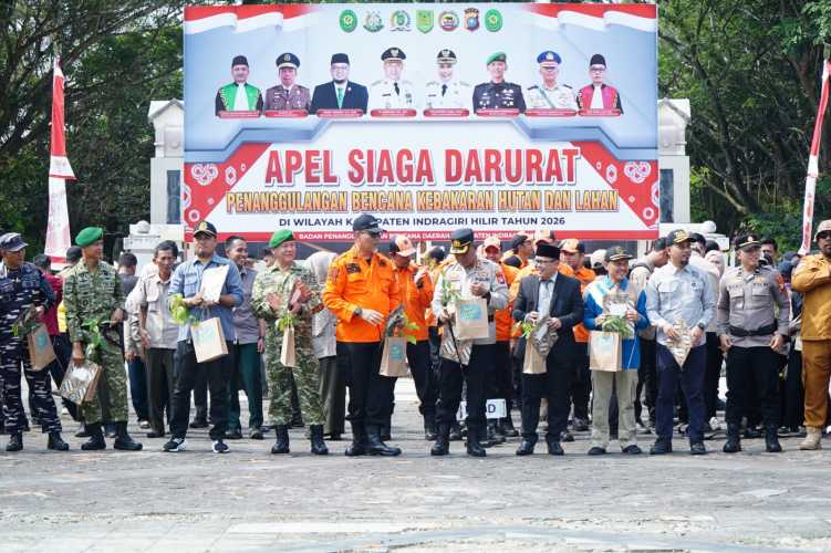Kasdim 0314/Inhil Hadiri Apel Siaga Karhutla, Tegaskan Komitmen TNI Perkuat Pencegahan di Lapangan