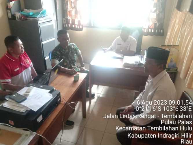 Danpos Kecamatan Tembilahan Hulu Koordinasikan HUT RI Bersama Camat