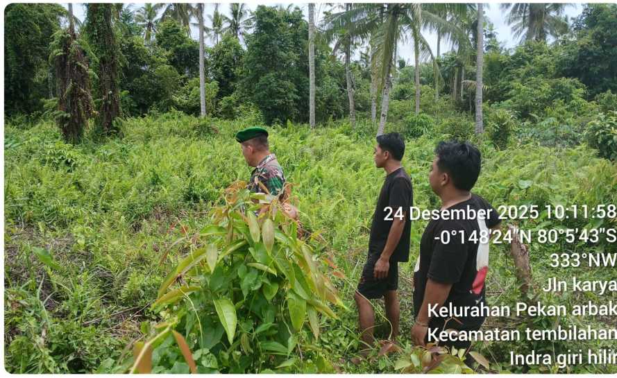 Babinsa Kelurahan Pekan  Arba Jaga Tapal batas wilayah