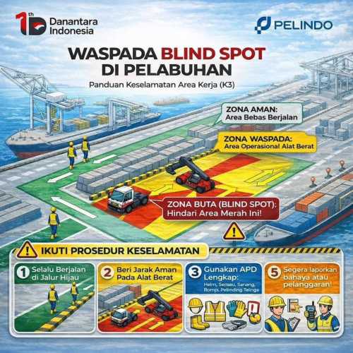 Waspada Blind Spot, PT Pelindo Regional 1 Tembilahan Prioritaskan Keselamatan Kerja di Area Pelabuhan