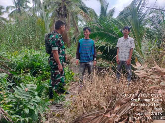 Babinsa Menelisik Penyebab Karhutlah di wilayahnya