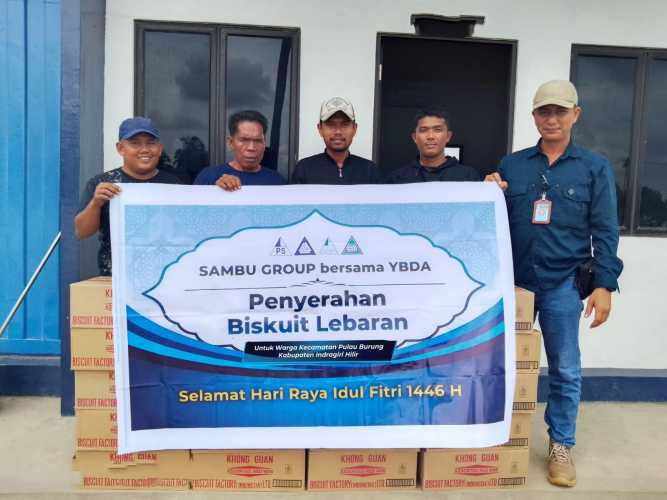 Menyambut Idul Fitri 1446 H, Sambu Group dan Tim YBDA Distribusikan Biskuit Lebaran Kepada Masyarakat Pulau Burung